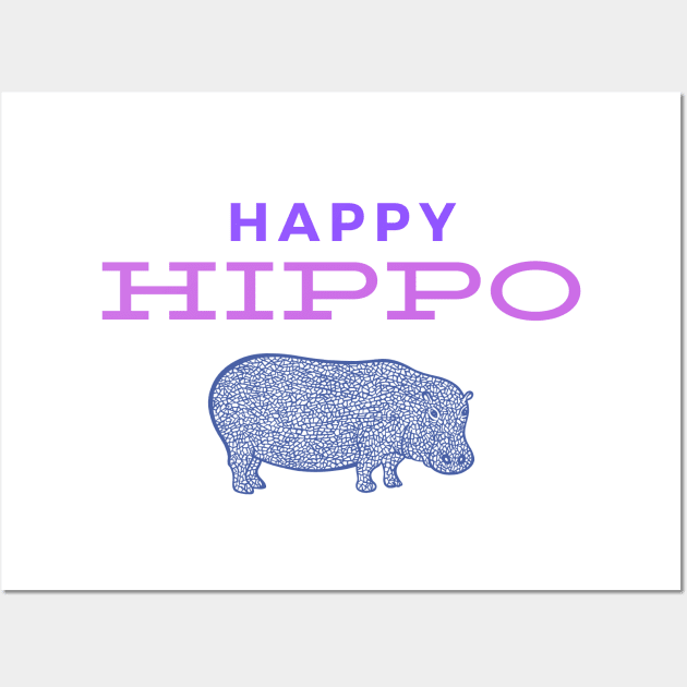 Happy Hippo Wall Art by Green Paladin